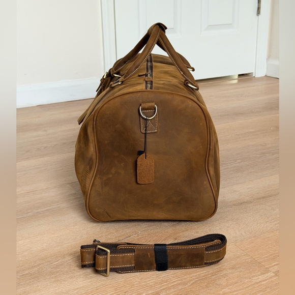 NWOT NEW 21” Full Grain Leather Duffel Bag Travel Weekend Gym Overnight Carry-On - Picture 4 of 11